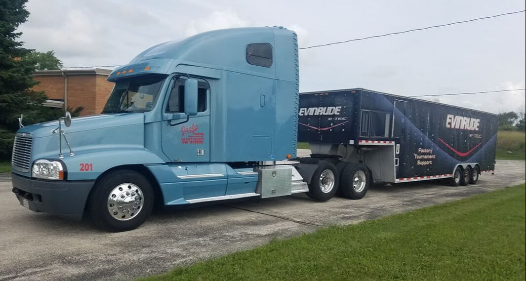 Semi pulling gooseneck trailer as power only load. 